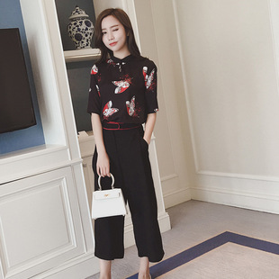 女士阔腿裤长裤套装图片_女士阔腿裤长裤套装