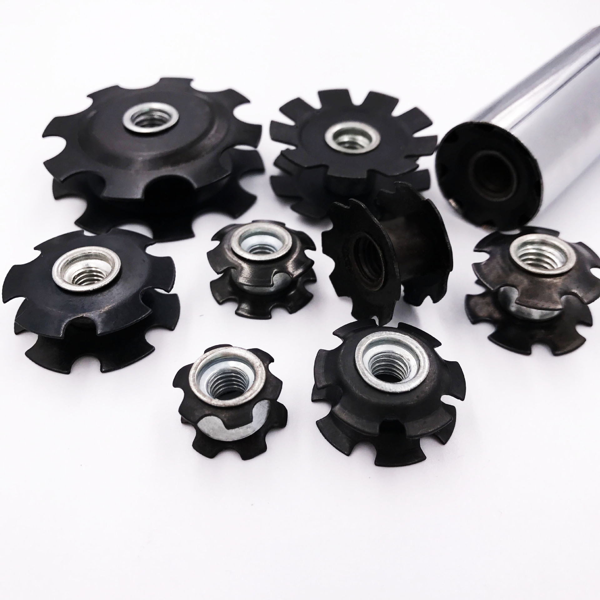 东莞力耀五金梅花弹片不用焊接管内塞卡扣螺母卡紧双层锰片免焊接