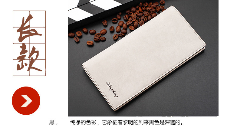 Men's Long Wallet Frosted Retro Wallet Thin Business Button Wallet Card Bag Zipper Buckle display picture 12