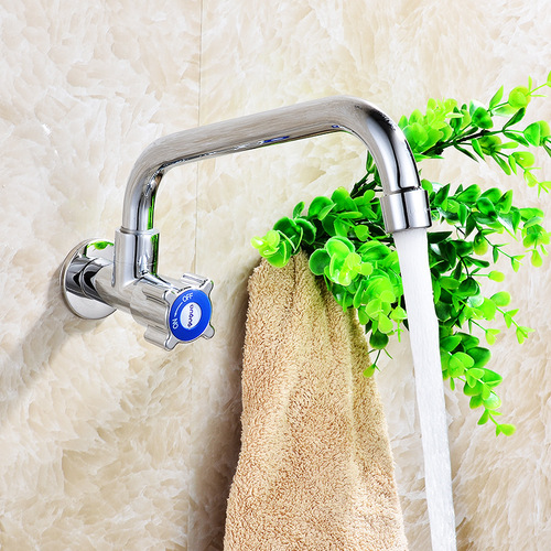 Copper single cold kitchen faucet, wall-mounted vegetable basin faucet, sink faucet, horizontal vegetable basin faucet