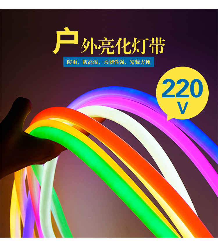 LED柔性霓虹灯带广告室外轮廓七彩变光可弯曲防水贴片高压软灯条|ru