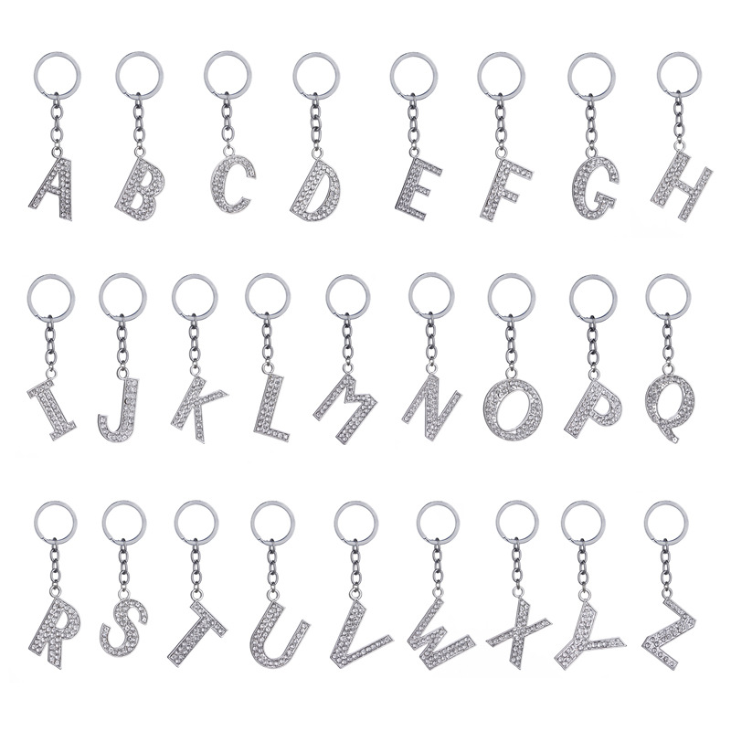 16g Weight Alloy Material Letter Pattern Unisex Gender Hot-selling Fashion 26 English Letters Diamond Keychain  Wholesale 无