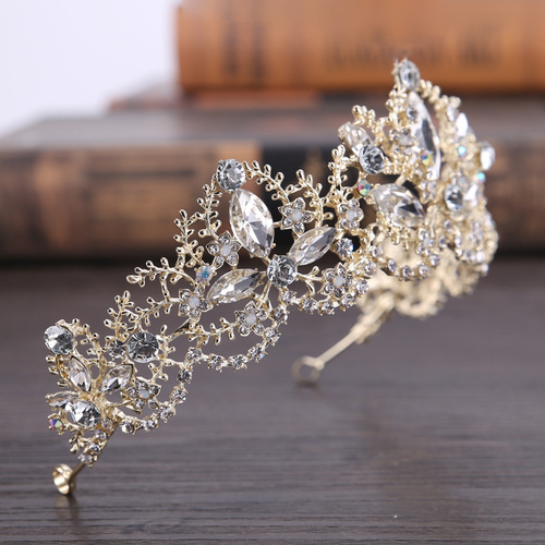 Hairpin hair clip hair accessories for women headdress Baroque exquisite crown lady light gold crown wedding dress accessories crown hair accessories