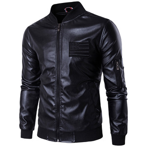 European Code Hitz Mens Carrie leather collar high-end leather oversized embroidery locomotive