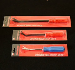 Tool for disassembling car door panels, door panel fastener lever tool, adhesive stud remover