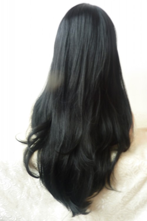 NEWLOOK W1091 negro micro-roll de moda peluca de cabello largo peluca de encaje peluca de enseñanza