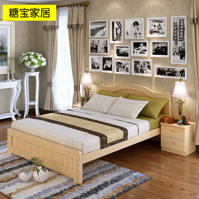 Manufactor Direct selling European style Double bed 1.8 Pine bed Children bed 1.5m white Special Offer Solid wood bed customized