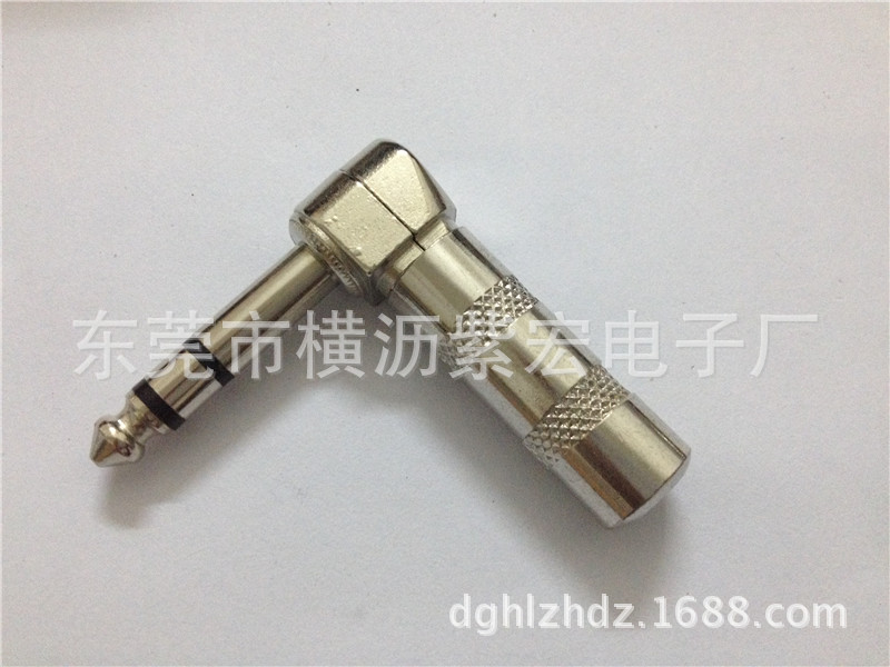 厂家供应 6.35立体音频头 90度直角 6.35大二芯 话筒插头