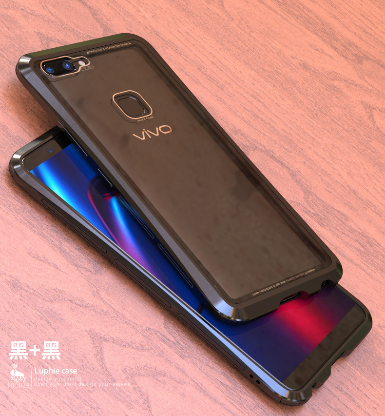 Luphie Nunchaku Airframe Metal Frame Air Barrier Tempered Glass Back Case Cover for vivo X20 & vivo X20 Plus