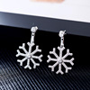 Earrings, universal accessory, silver 925 sample, with snowflakes, Korean style, 925 sample silver