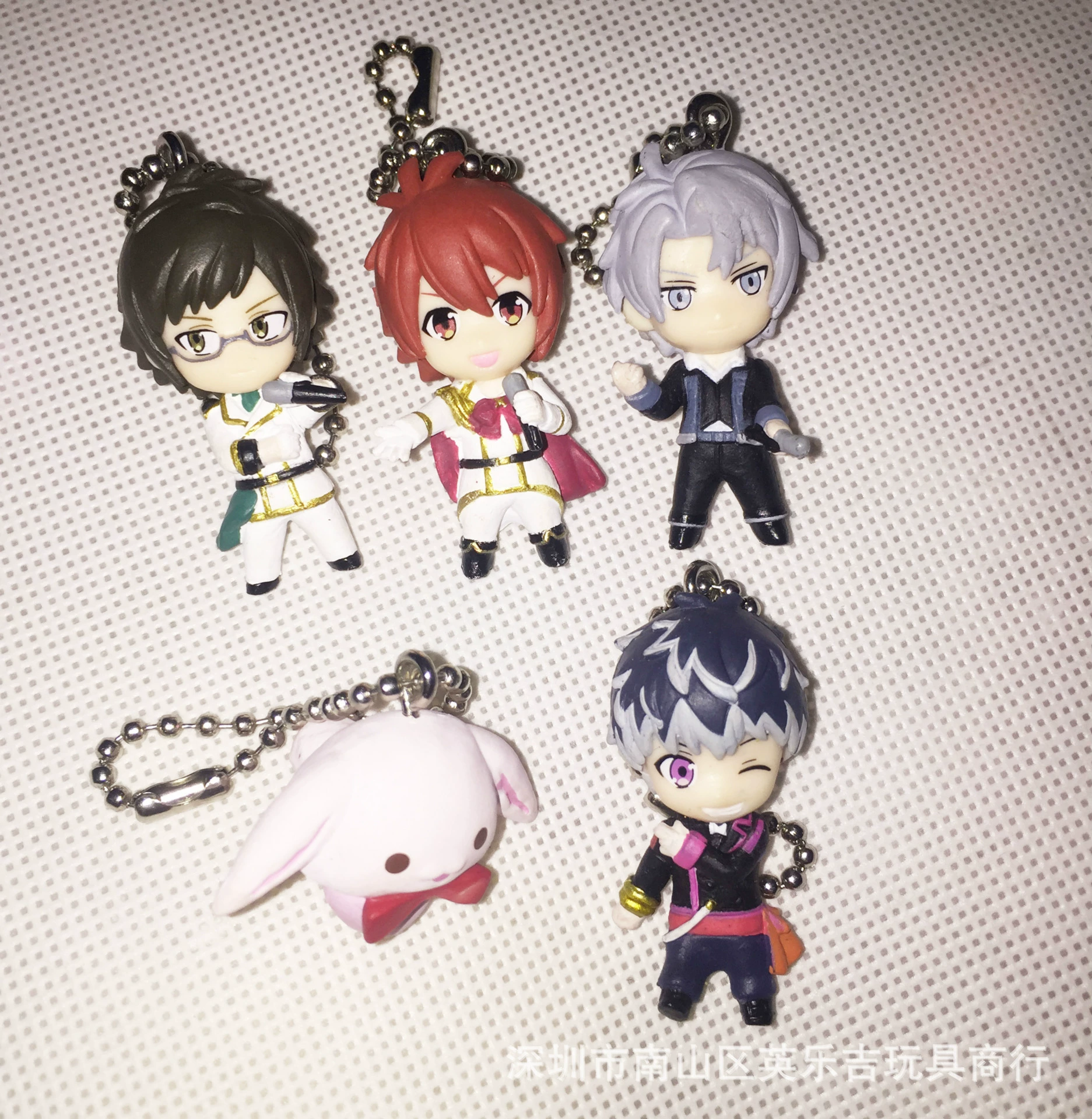 Character Pendant Set (IDOLISH7) — 5 Chibi Keychains, ~3 cm, OPP Bag Packaging