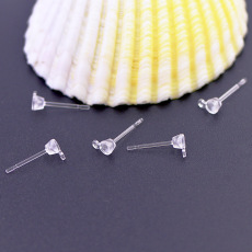 工厂直销有钻杯带平吊圈环保树脂耳钉  diy个性饰品配件 防过敏