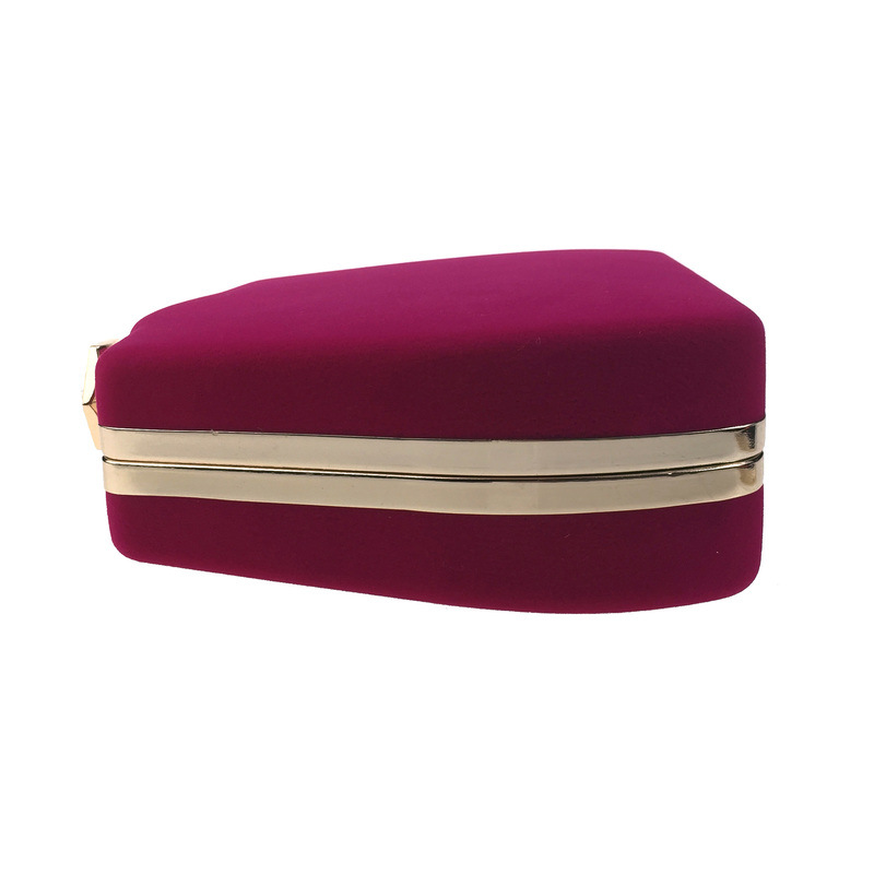 Túi clutch nữ dạ tiệc nhung hình quả bầu đính đá hộp cứng kèm dây xích — Màu đỏ, Màu đỏ rượu, Màu tím, Màu xanh lam chi tiết 8