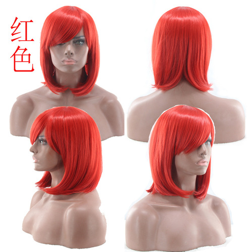 Bob Hair Wigs Perruques Bob Hair Pelucas De Cabello Bob Color animation Qi bangs Cosplay short hair woman fluffy short Bobo head cover