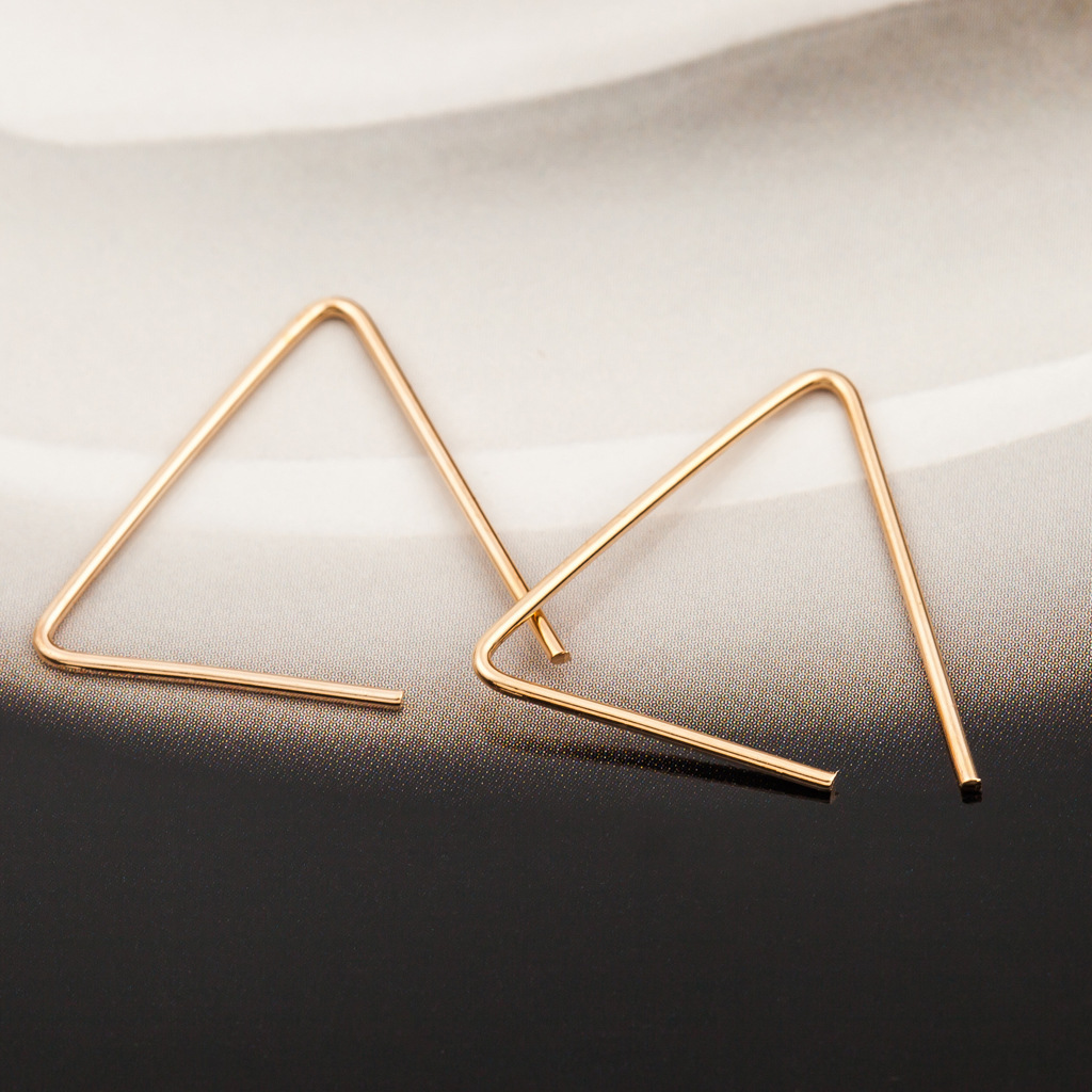 Simple Geometric Open Triangle Stud Earrings Gold Plated Silver Black Studs Wholesale display picture 11