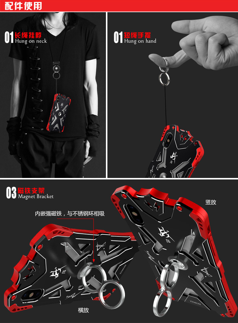 SIMON THOR Magnetic Bracket Aviation Aluminum Alloy Shockproof Rugged Metal Case Cover for Apple iPhone X