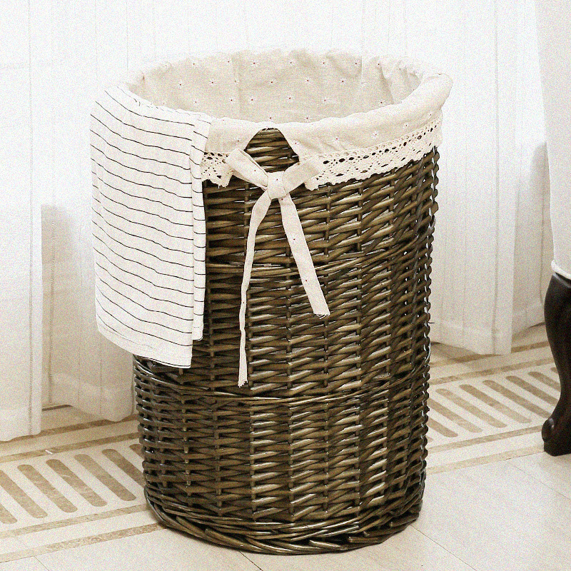 Cesta de almacenamiento redonda de ratán cesta de lavandería doméstica cesta de lavandería cesta de almacenamiento de juguete tejida con tapa cesta de almacenamiento de ropa