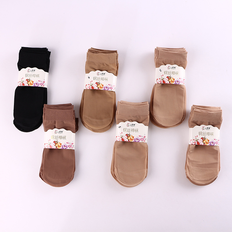 Spring and Summer Stockings Short Stockings Women's Anti-Hook Silk Steel Wire Gods Stockings Velvet Black Fleshy Thickened Short Tube Stockings