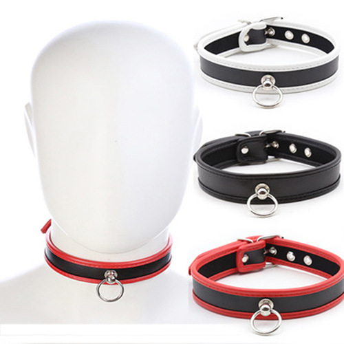 SM torture device sex toy wrapped pin buckle neck collar with iron ring collar adult sex collar foreign trade supply wholesale