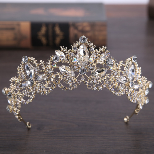 Hairpin hair clip hair accessories for women headdress Baroque exquisite crown lady light gold crown wedding dress accessories crown hair accessories
