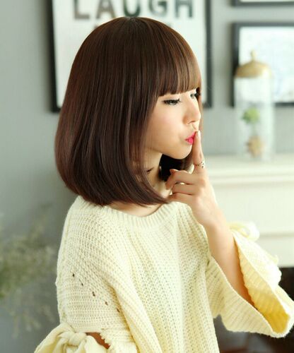 Fashionable wig for women, short straight hair with bangs, long hair style, European and American wig head cover WISH source factory stock in hand