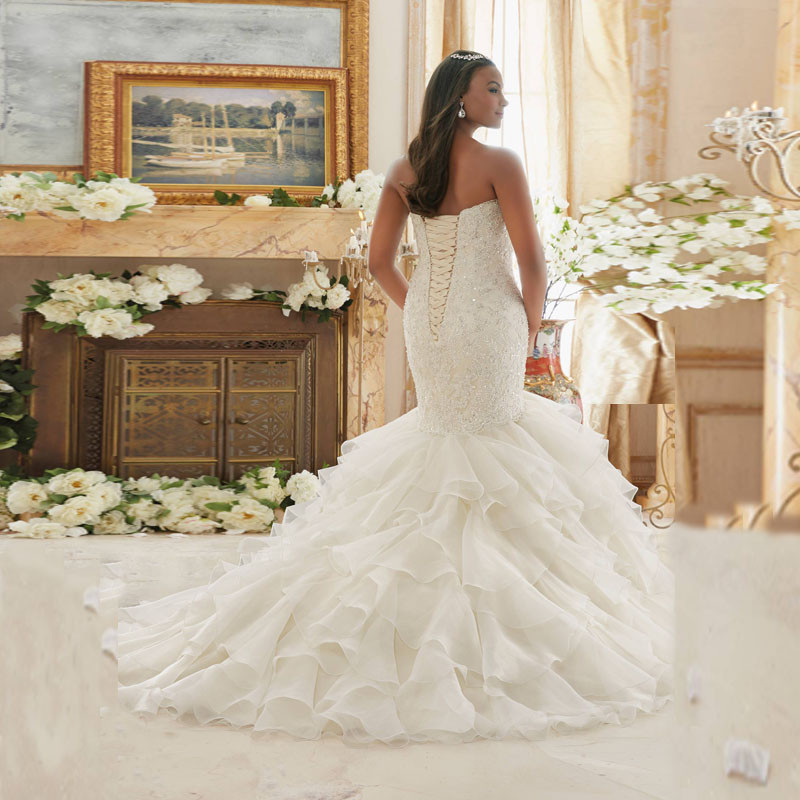 Foreign Trade Wedding Dress 2024 New Slim Fishtail Tube Top Wedding Dress Small Tail Lace Bridal Wedding Dress