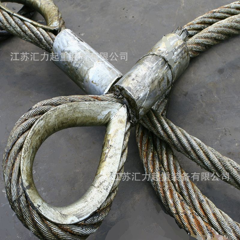 厂家直销钢丝绳吊具10t3m 压制钢丝绳索具34mm*2m 加套环索具