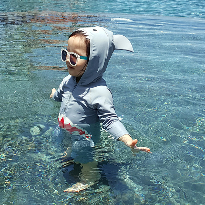 儿童泳衣 男童女童鲨鱼连体游泳衣0-9岁小孩防晒婴儿幼儿宝宝泳装