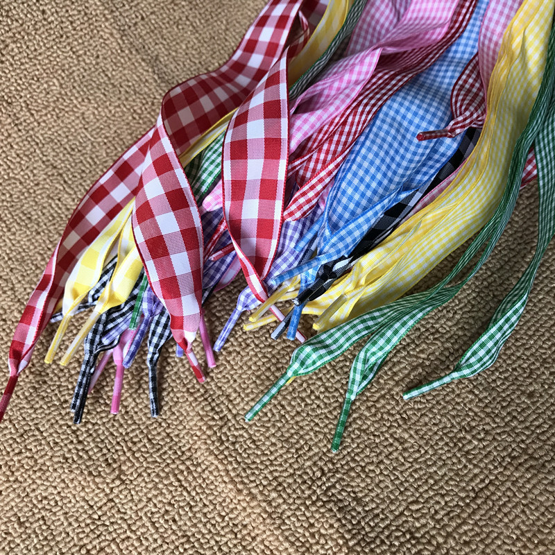 2.5cm Plaid shoelaces British style Scottish cloth shoelaces canvas shoes leather shoes female shoelaces