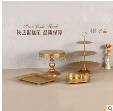Postres de la boda de oro Mesa Europea pastel de accesorios de boda de encaje bandeja de la torta hierro postre rack 12 unidades
