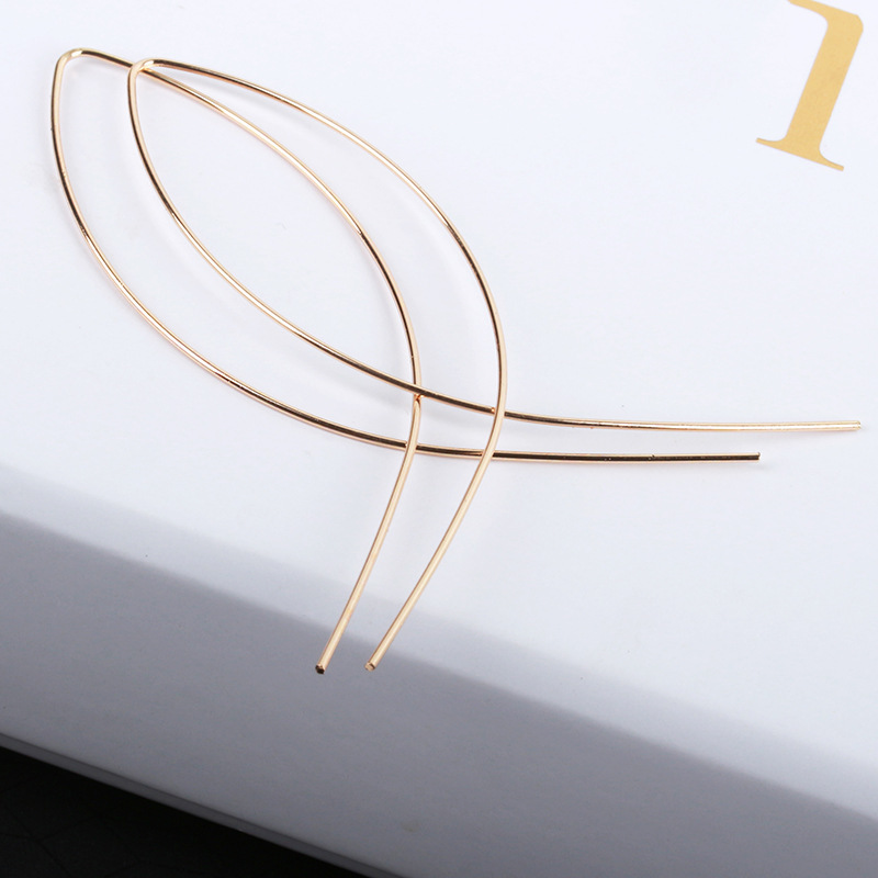 Simple Cross Fish Ear Studs Leaf Ear Studs Gold Plated Silver Black Stud Earrings Wholesale display picture 5