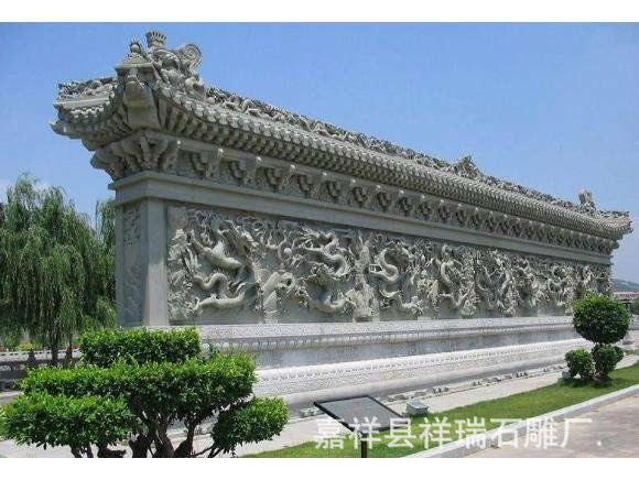 嘉祥祥瑞石雕厂供应大型浮雕龙雕刻 景观壁画龙浮雕图片