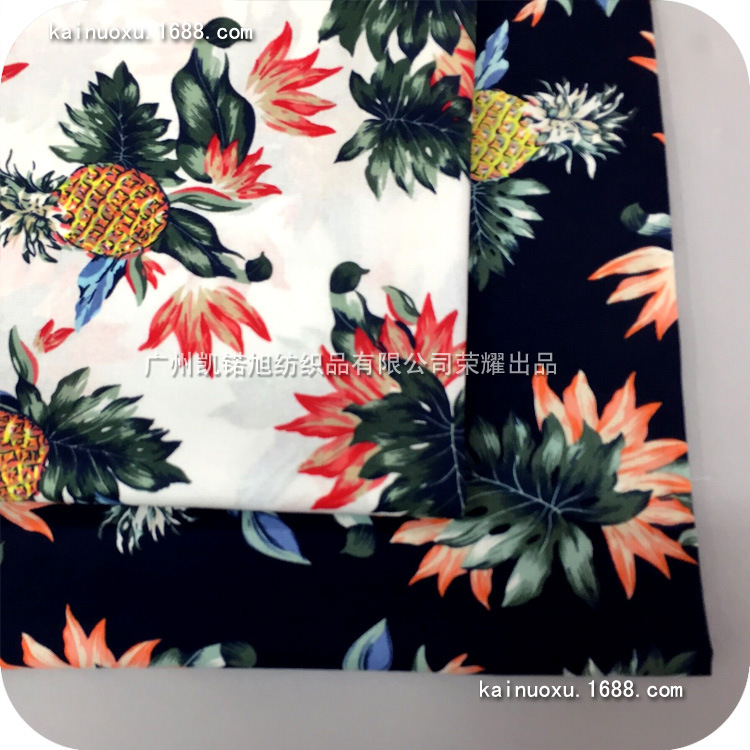 防麻扎染印花布水果菠萝花图案男女装衬衫棉麻连衣裙面料花型