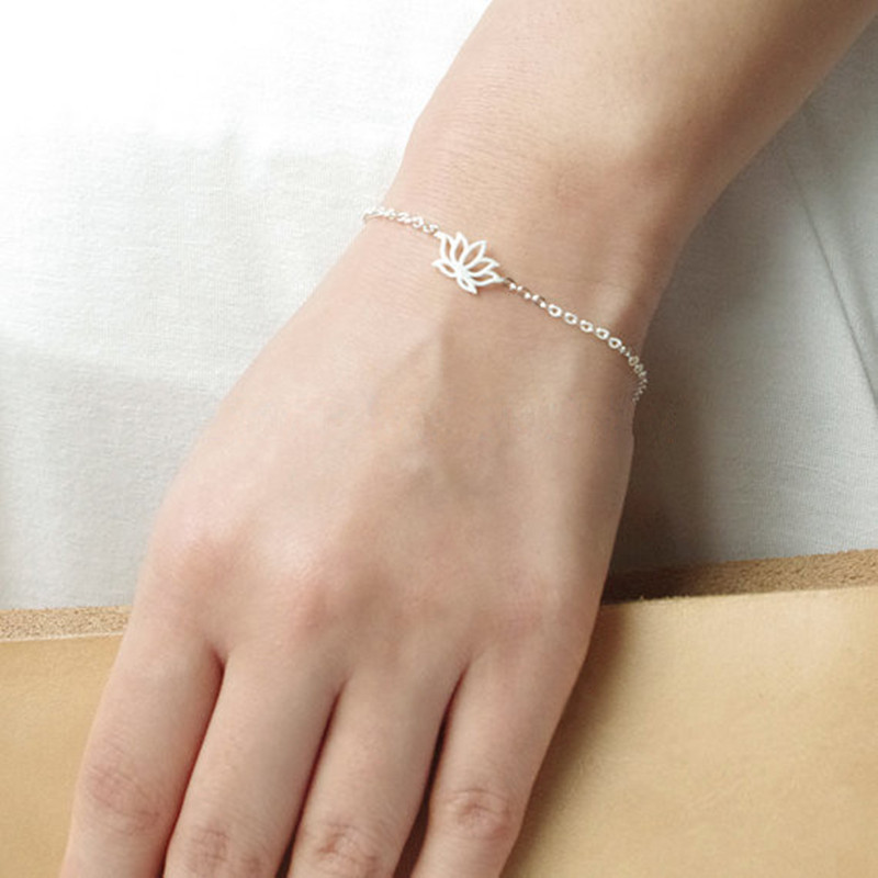 Elegant Lotus Bracelet Alloy Plating Lotus Flower Pendant Bracelet Anklet Wholesale display picture 23