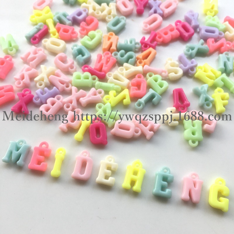 Plastic acrylic spring color hanging hole 26 English letter beads children's jewelry accessories clothing accessories detail image 3