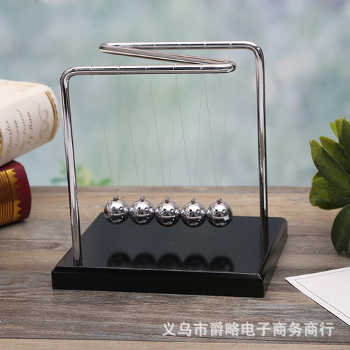 Z-shaped solid wood base metal bracket Newton pendulum ball pool high-end bumper ball desktop ornaments office gifts