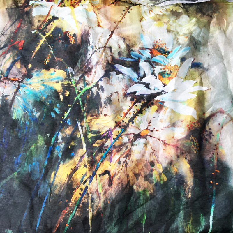 加工定制 数码直喷活性印花工厂 女装面料丝麻匹布KH4715