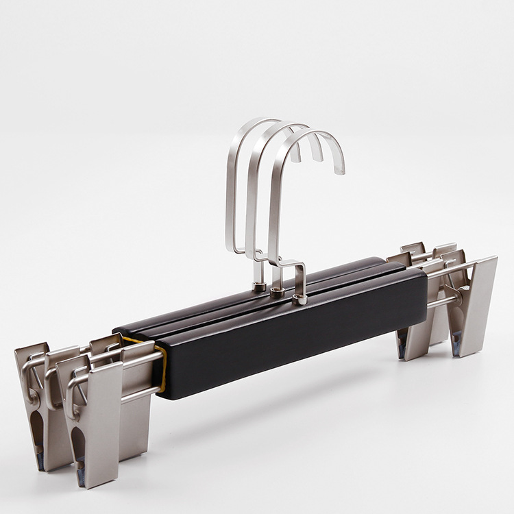 工厂直销黑色实木衣架防滑衣架服装店定制衣挂衣撑衣架裤夹刻logo