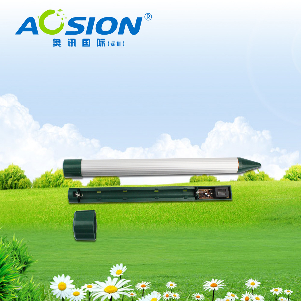 奧訊戶外鋁管聲波震動低能耗驅(qū)鼠器無毒無害電池供電（AA電池）