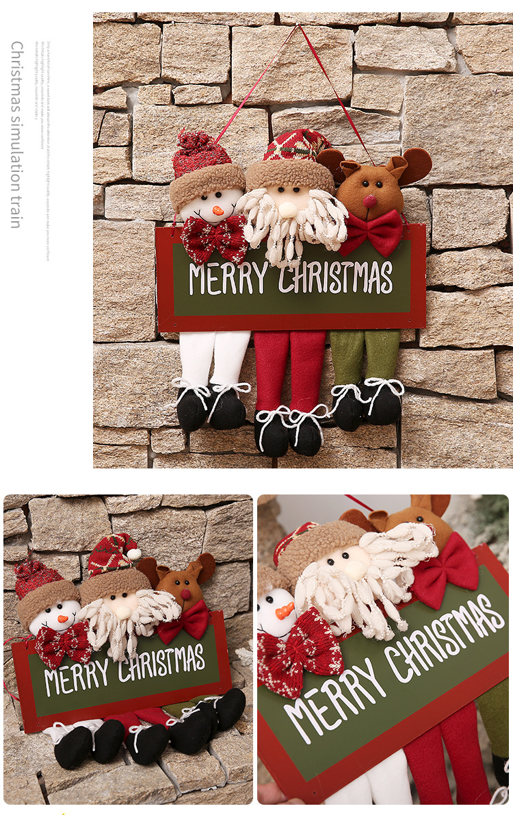 Handcrafted Wooden Christmas Ornaments – Santa, Snowman & Reindeer Trio Hanging Decor For Doors, Windows & Festive Displays​_voghion.com
