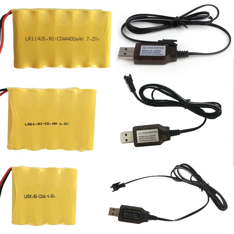 SM JST型遥控车充电电池 USB充电线4.8V 6V 7.2V 玩具专用电池