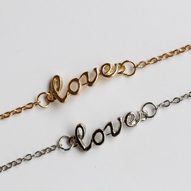 欧美跨境热销小清新闺蜜朋友脚饰 love字母女士脚链|ru