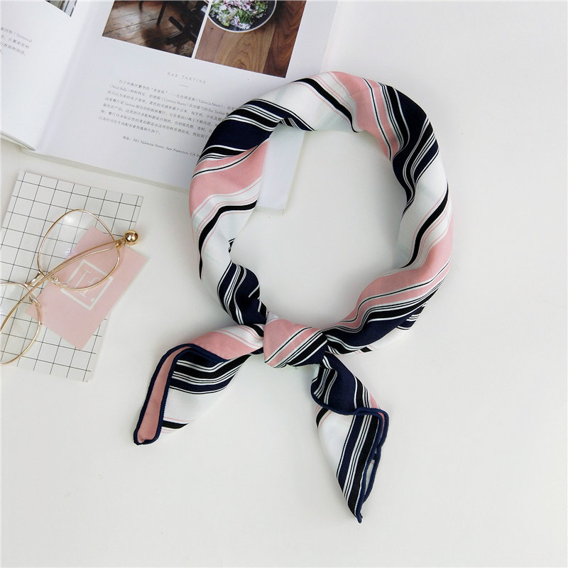 Small Square Scarf, New Printing Gift, Korean Stewardess Striped Turban display picture 18