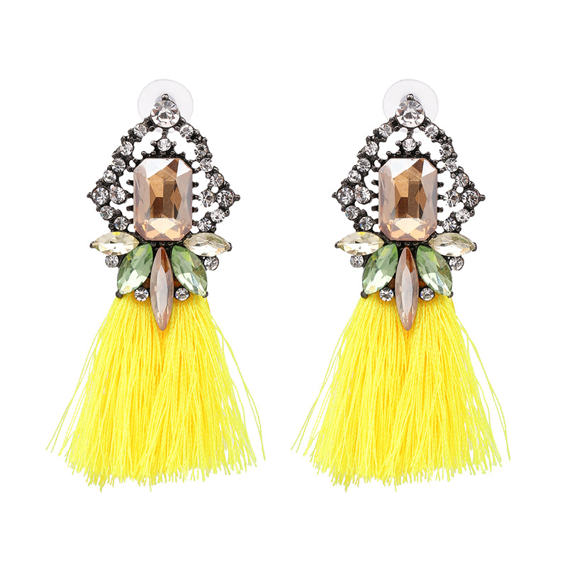 Fashion Retro Glass Tassel Earrings display picture 3