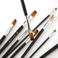 9 flat head nylon hair copper tube paint brush set watercolor acrylic brushes students and children art supplies wholesale