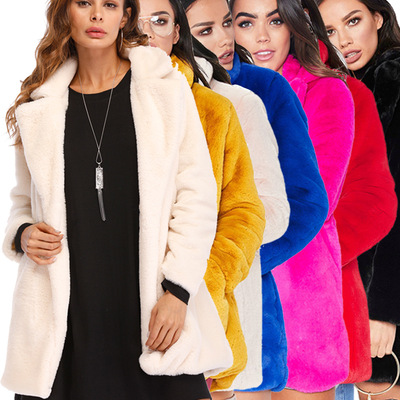 [Spot multicolor] YM-8182 Amazon AliExpress Explosive money Europe and America Women's wear Easy leather and fur Villus coat