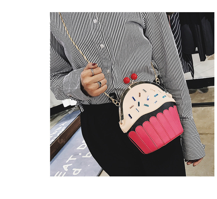 Women's Small Pu Leather Ice Cream Cute Bucket Clipped Button Shoulder стиле bag display picture 7