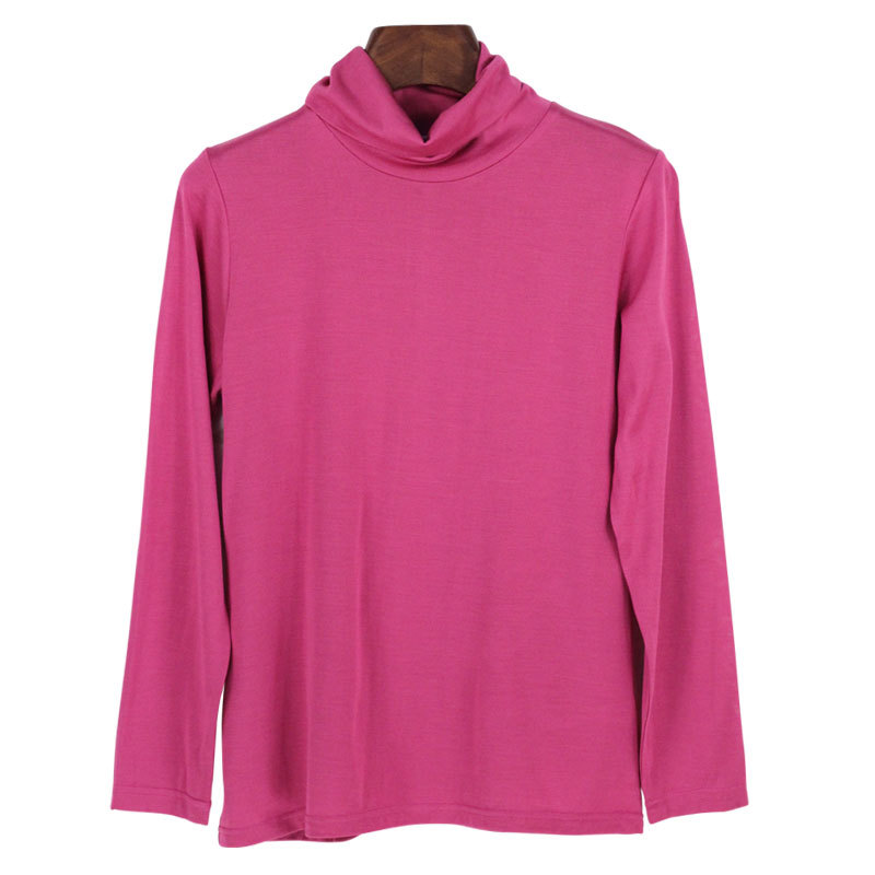100 Silk Knit Turtleneck Long Sleeve T Shirt Soft Lightweight Solid Color Autumn Winter Womens Essential Top