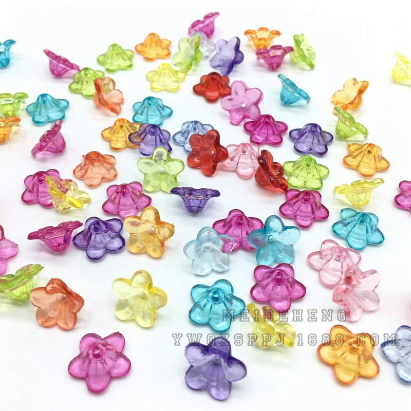 Ancient-style palace flower hairpins, lotus leaf flower acrylic transparent flower accessories, bride's headwear, five-leaf flower receptions, scattered beads detail image 3