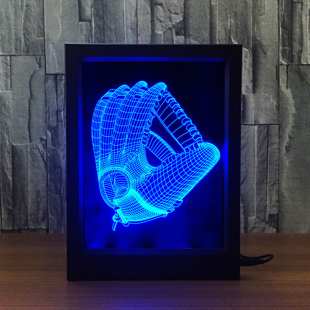 3d灯 相框触摸遥控 led灯 小夜灯 棒球手套